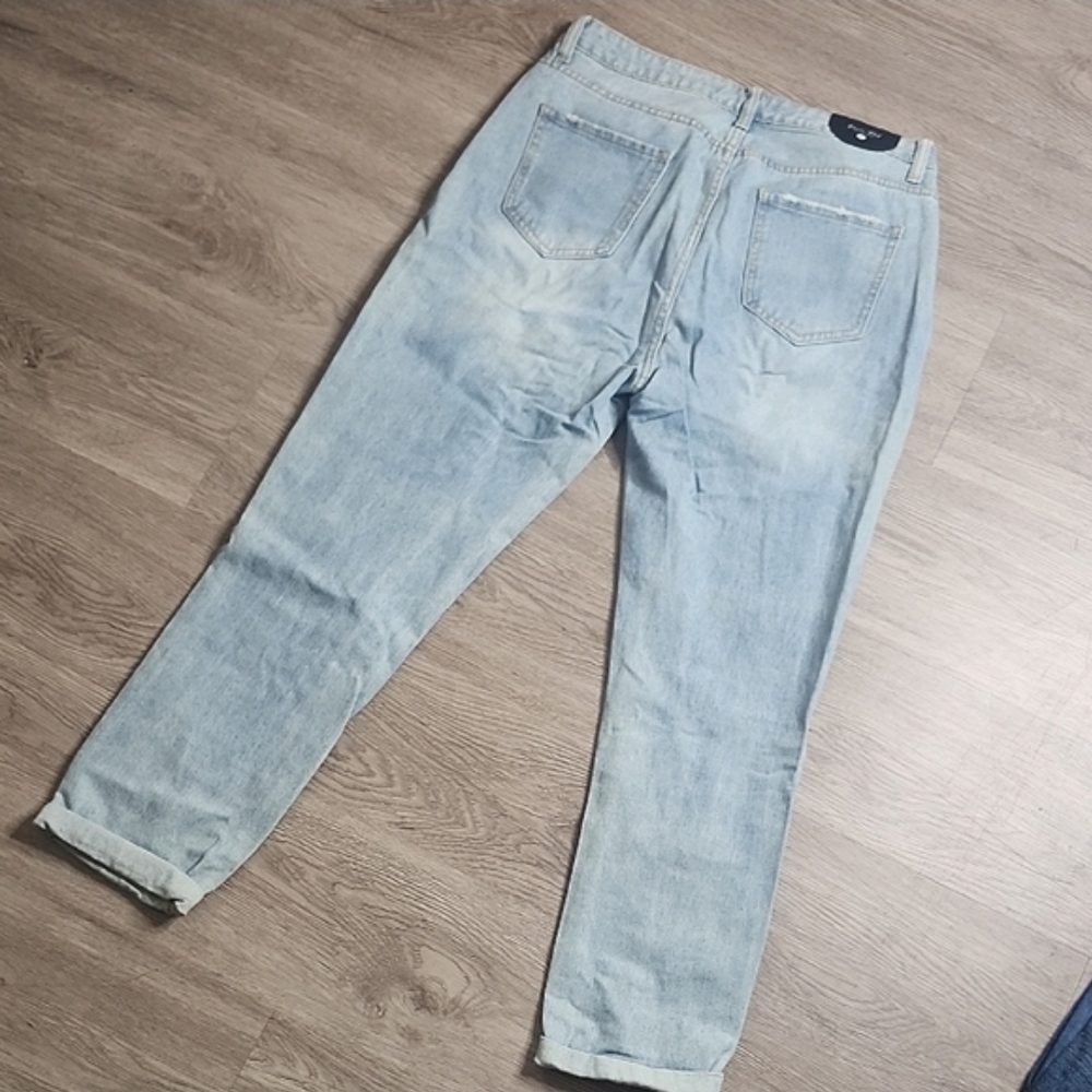 Denim Jeans Light Wash Distressed Ripped - Picture 2 of 10